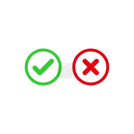 Ilustración de Marca de verificación icono, aprobar icono desaprobar icono vector símbolo ilustración aislada - Imagen libre de derechos