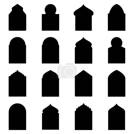 Téléchargez les illustrations : Symbole vectoriel icône fenêtre islamique - en licence libre de droit