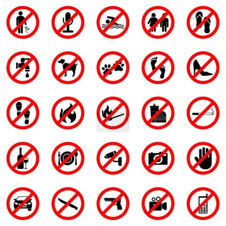 Illustration for Prohibition sign icon set vector symbol - Royalty Free Image