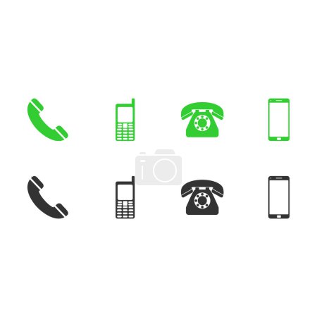 Téléchargez les illustrations : Téléphone icône ensemble, vecteur téléphonique, illustrations de téléphone, symbole de téléphone - en licence libre de droit