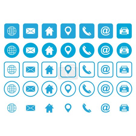 Ilustración de Sitio web icono conjunto, tarjeta de visita, póngase en contacto con nosotros icono conjunto símbolo de signo de vector - Imagen libre de derechos