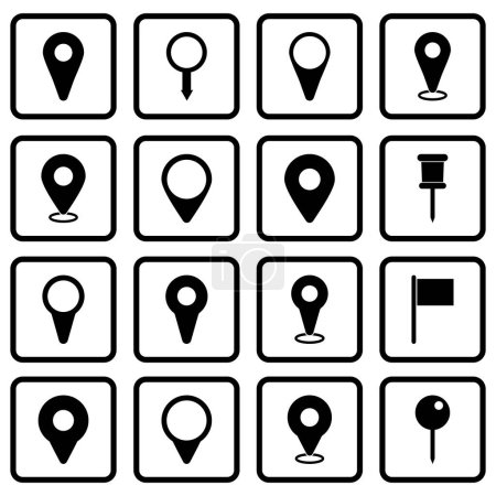 Pin Maps Icon Set Vektor Symbol Isolierte Abbildung weißer Hintergrund