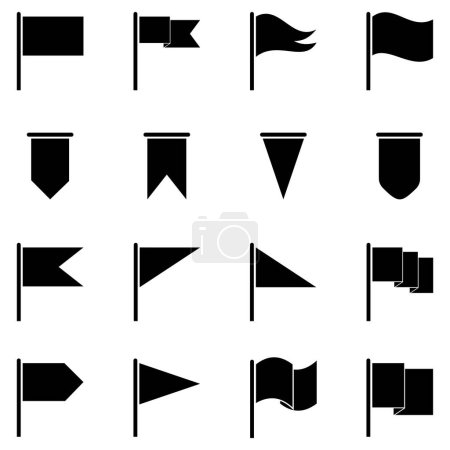 Téléchargez les illustrations : Drapeau icône ensemble vectoriel symbole isolé illustration fond blanc - en licence libre de droit