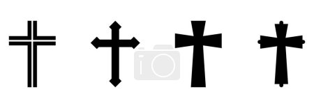 Ilustración de Cruz cristiana icono conjunto, cruz cristiana vector conjunto signo símbolo - Imagen libre de derechos