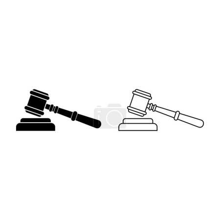 Téléchargez les illustrations : Judge gavel icon set. judge gavel vector illustrations symbol - en licence libre de droit