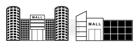 Ilustración de Shopping mall icon, shopping mall center icon, supermarket building icon vector sign symbol - Imagen libre de derechos