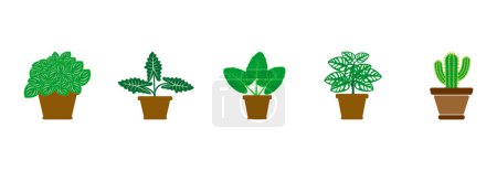 Illustration for Floral plant icon set, floral plant vector set - Royalty Free Image