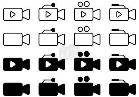 Téléchargez les illustrations : Jeu d'icônes d'enregistreur vidéo, illustrations vectorielles d'enregistreur vidéo - en licence libre de droit