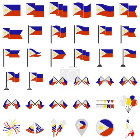 Illustration for Philippines flags icon set, Philippines independence day icon set sign vector symbol - Royalty Free Image