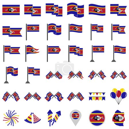 Illustration for Eswatini flags icon set, Eswatini independence day icon set vector sign symbol - Royalty Free Image