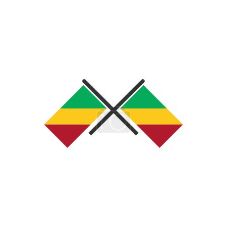 Ilustración de República del conjunto de iconos de banderas de congo, República del símbolo de signo de vector del conjunto de iconos del día de la independencia de congo - Imagen libre de derechos