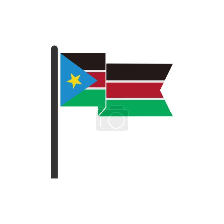 Ilustración de Banderas de Sudán del Sur icono conjunto, Día de la independencia de Sudán del Sur icono conjunto símbolo de signo vectorial - Imagen libre de derechos