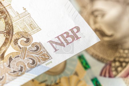 Téléchargez les photos : NBP, abréviation de la Banque nationale de Pologne. Le concept de régulation du marché avec taux d'intérêt. Lutte contre l'inflation - en image libre de droit