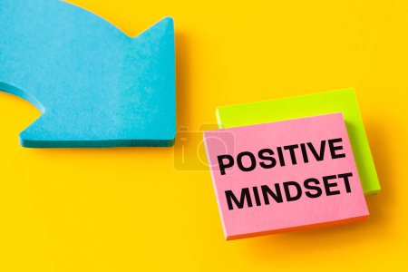 Photo for Positive mindset, Written on colorful cards, beautiful yellow background, Concept, open mind, New experiences, concept of creativity, openness and self-confidence - Royalty Free Image