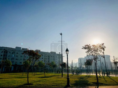 Photo for Sunrise scene of an urban public park - Royalty Free Image