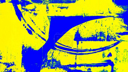 Téléchargez les photos : Abstract yellow and blue background. Circles, lines, waves, stripes, strokes, paints, canvas. Canvas. Ukraine, war, colors. Bicolor. - en image libre de droit
