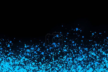 Téléchargez les photos : Black background with drops, dots, blots, megumi and dust. Of blue color. - en image libre de droit