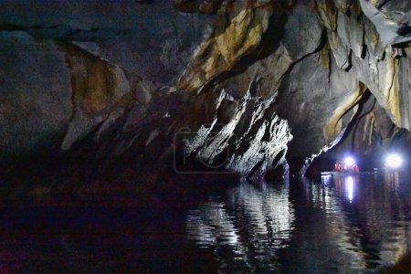 Photo for Palawan, Philippines - tourists on the boats visiting Puerto Princesa subterranean underground river - Royalty Free Image