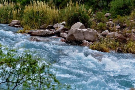 Beautiful view of the mountain Mendoza River in the province of Mendoza, Argentina