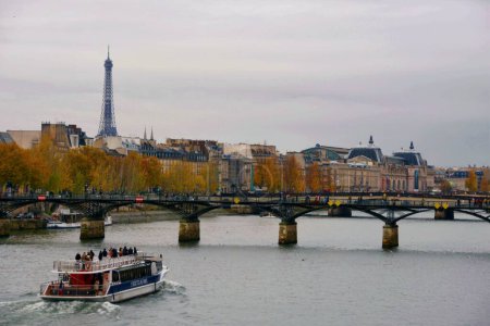 Photo for Paris, France - November 27: beautiful view of the Paris city during traveling on cruise ship along Seine river - Royalty Free Image