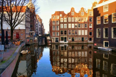 Photo for Amsterdam, Netherlands - April 7, 2023: Stunning view of the Amsterdam canals in the heart of the city. - Royalty Free Image