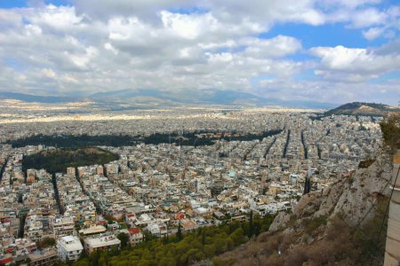 Beautiful panoramic view of  Athens from the top of Lycabettus Hill