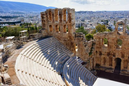 Photo for Odeon Herodes Atticus theatre near Acropolis in Athens, Greece. - Royalty Free Image