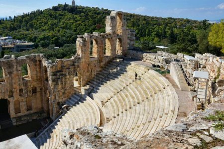 Photo for Athens, Greece - October 18, 2021: Odeon Herodes Atticus theatre near Acropolis in Athens, Greece. - Royalty Free Image