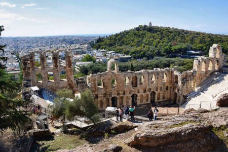 Photo for Athens, Greece - October 18, 2021: Odeon Herodes Atticus theatre near Acropolis in Athens, Greece. - Royalty Free Image
