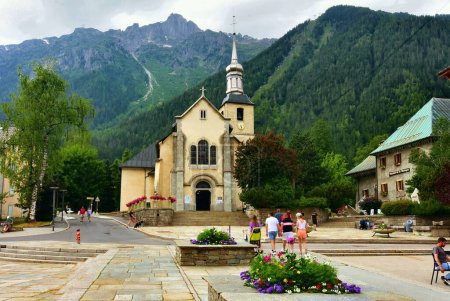 Photo for Chamonix, France - June 18, 2023: Scenic view of Chamonix village center in summer at France - Royalty Free Image