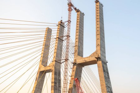 Photo for New Zuari Bridge will be inaugurated on 29th December 2022 by Mr. Nitin Gadkari. Twin 4 Lane Zuari Bridge undertaken by Dilip Buildcon Ltd. Cortalim, Goa - India - Royalty Free Image