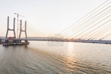 Photo for New Zuari Bridge will be inaugurated on 29th December 2022 by Mr. Nitin Gadkari. Twin 4 Lane Zuari Bridge undertaken by Dilip Buildcon Ltd. Cortalim, Goa - India - Royalty Free Image