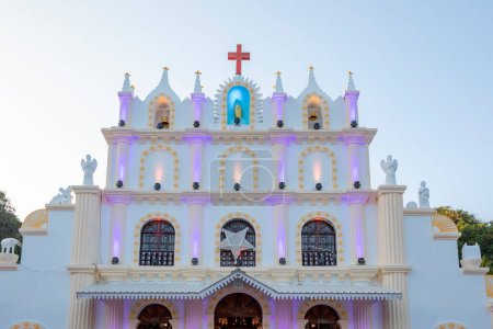 Photo for Devotte, Loutolim, Goa, India - Dec 25th 2022 - Me de Deus Chapel, which is known for its Portuguese-influenced architecture and cultural heritage. It was built in the 17th century by the Portuguese. - Royalty Free Image