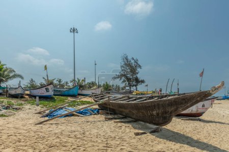 Photo for Benaulim Sunny Beach is a popular seaside destination located in the Indian state of Goa. The beach is known for its golden sands and clear blue waters, making it an ideal spot for visitors. - Royalty Free Image