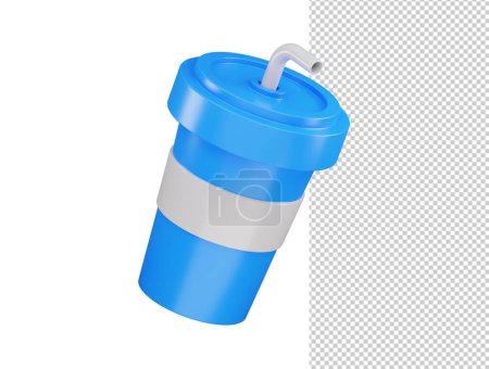 Illustration for Paper plastic beverage cup with tube for soda juice coffee tea fast food icon 3d rendering - Royalty Free Image