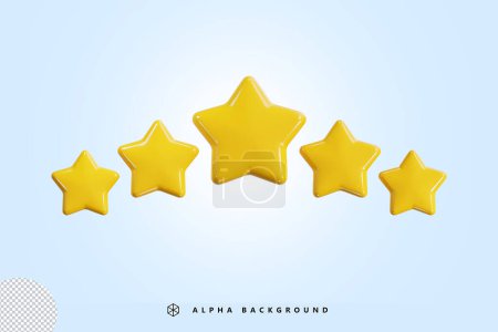 Icono de ratting cinco estrellas 3d render vector ilustración