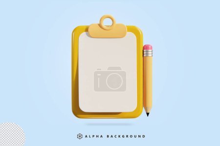 3d clipboard icon with paper blank 3d vector illustration
