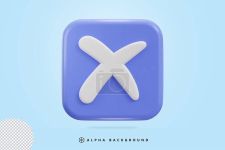 Cross, rejection button icon 3d rendering vector illustration