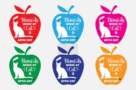 Ilustración de Diseño de vectores de Apple con gato - Imagen libre de derechos