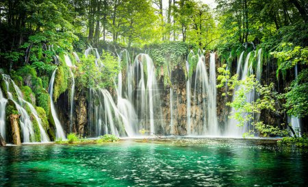 Téléchargez les photos : Mesmerizing view of the plitvice lakes and waterfalls of croatia national park - en image libre de droit