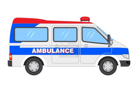 Illustrazione per Vector side view of ambulance car on white - Immagini Royalty Free