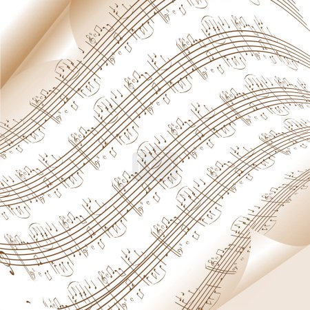Téléchargez les illustrations : Fond illustration partition musique ou notes de musique mélodie sur papier - en licence libre de droit