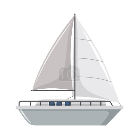 sailboat cartoon vector illustration, isolated on white