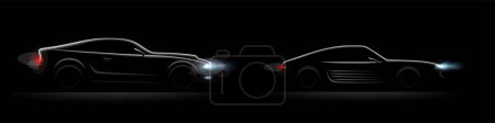 Ilustración de Vista lateral realista del coche en la oscuridad - Imagen libre de derechos