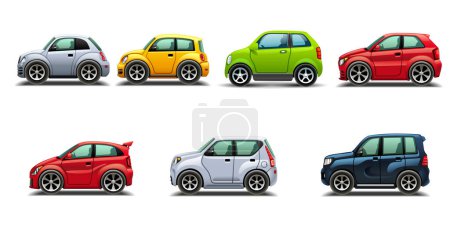 Téléchargez les illustrations : Illustration vectorielle Mini Cooper vue de côté voiture - en licence libre de droit