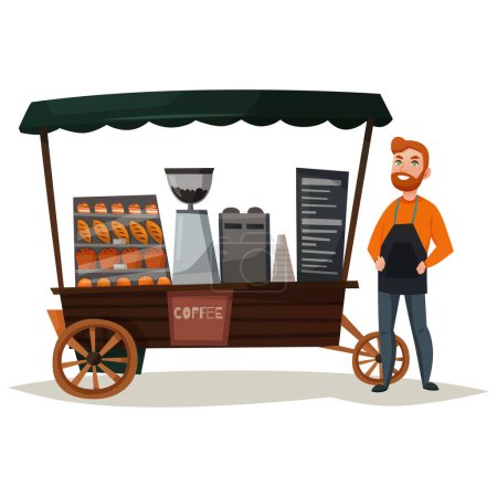 Vector traveling coffee seller