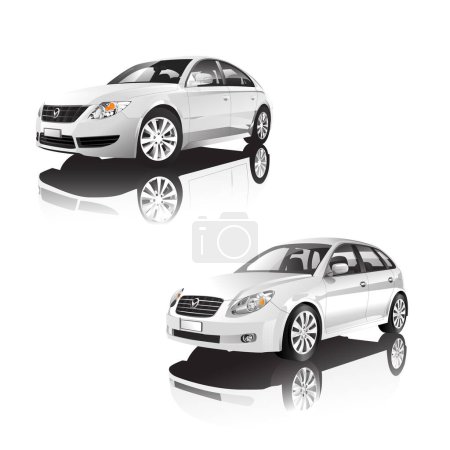 Ilustración de 3d realista blanco moderno coche vector - Imagen libre de derechos