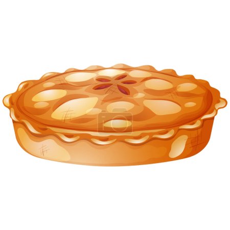 Ilustración tradicional realista pastel de manzana vector