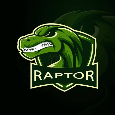 Téléchargez les illustrations : Raptor mascotte logo design vecteur avec illustration moderne concept style - en licence libre de droit