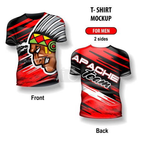 Illustration for T-shirt for man front and back with apache logo image designed - Royalty Free Image